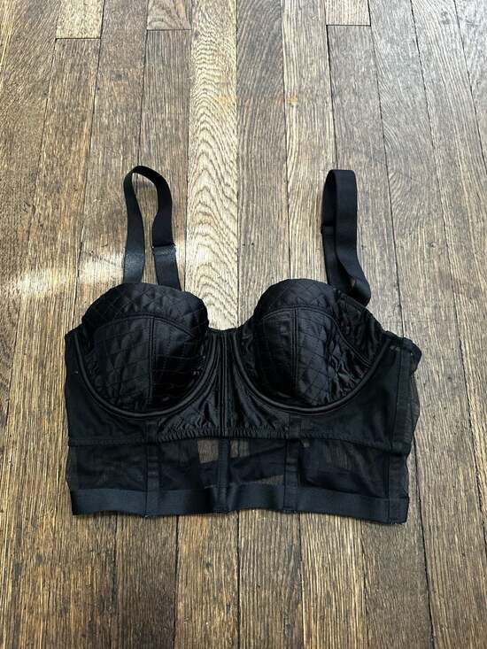 Victoria's Secret Other - Victoria's Secret Very Sexy Black Quilted Satin and Mesh Longline Balconet Bra